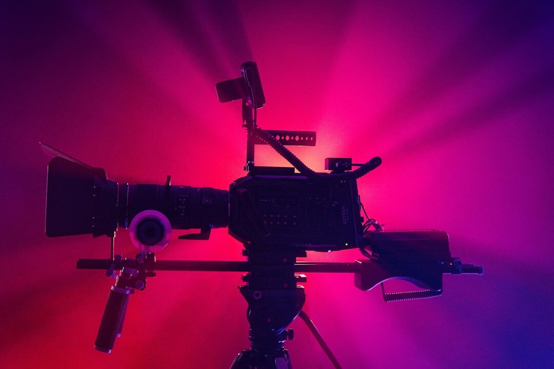 Professional video studio with cameras and lighting equipment